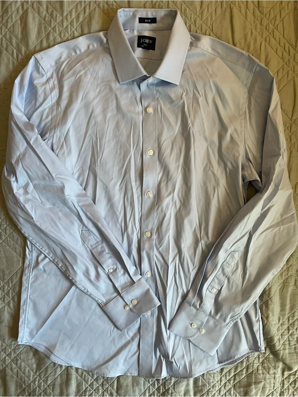 J. CREW Bowery Slim Performance Stretch Dress Shirt in Blue Size L CA351